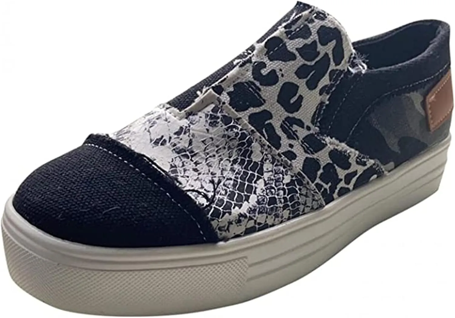 Lausiuoe Women's Fashion Sneakers Slip On Canvas Shoes Low Top Non Slip Casual Fall Soft Comfort Walking Flat Loafers