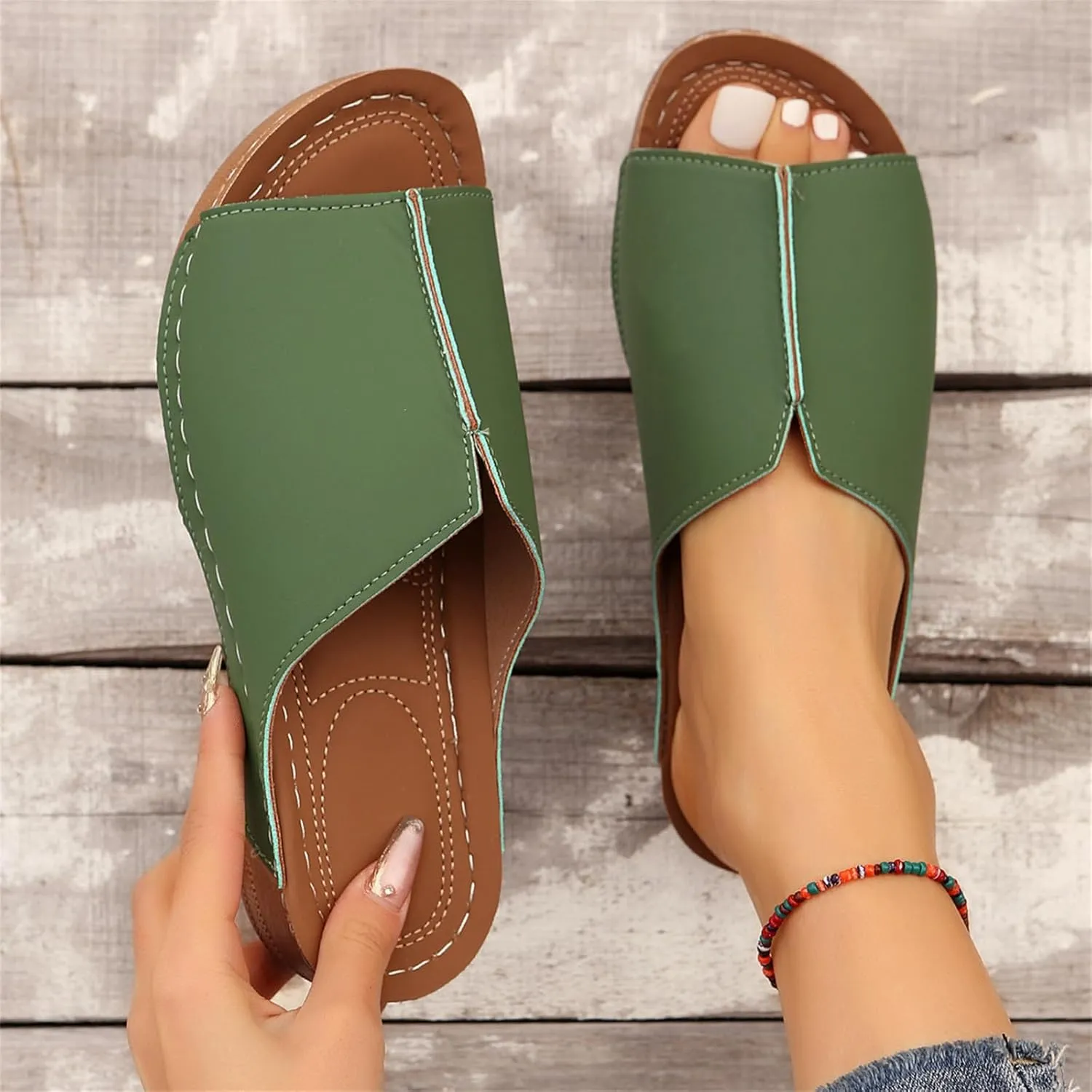 Lausiuoe Women's Sandals Comfortable Cute Orthopedic Slippers Dressy Casual Summer Arch Support Orthotic Slides Walking Shoes