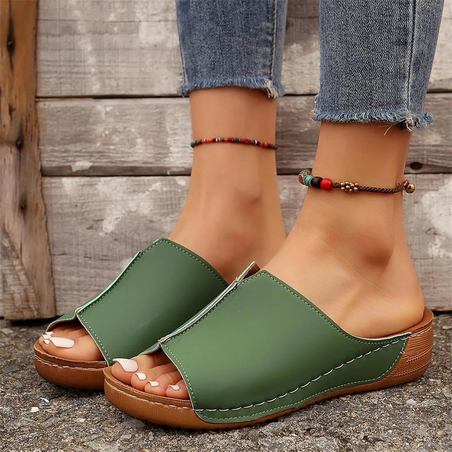 Lausiuoe Women's Sandals Comfortable Cute Orthopedic Slippers Dressy Casual Summer Arch Support Orthotic Slides Walking Shoes