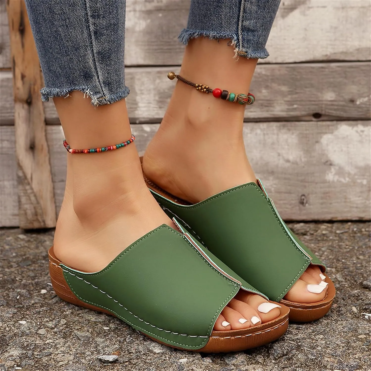 Lausiuoe Women's Sandals Comfortable Cute Orthopedic Slippers Dressy Casual Summer Arch Support Orthotic Slides Walking Shoes