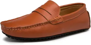 Loafer Shoes for Men Genuine Leather Round Toe Sole Stitching Details Penny Loafer Soft Comfortable Flexible Driving Slip On for Any Attire