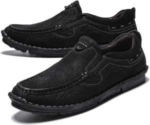 Maylrvjv Men's Casual Slip On Loafers Driving Moccasin Shoes Soft Comfy Walking Daily Leather Shoes