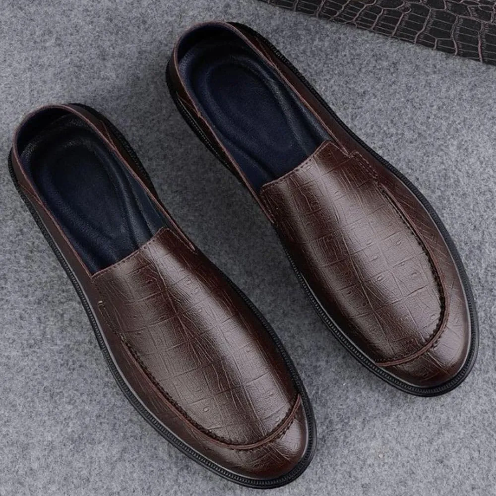 Maylrvjv Men's Casual Slip On Loafers Driving Moccasin Shoes Soft Comfy Walking Daily Leather Shoes