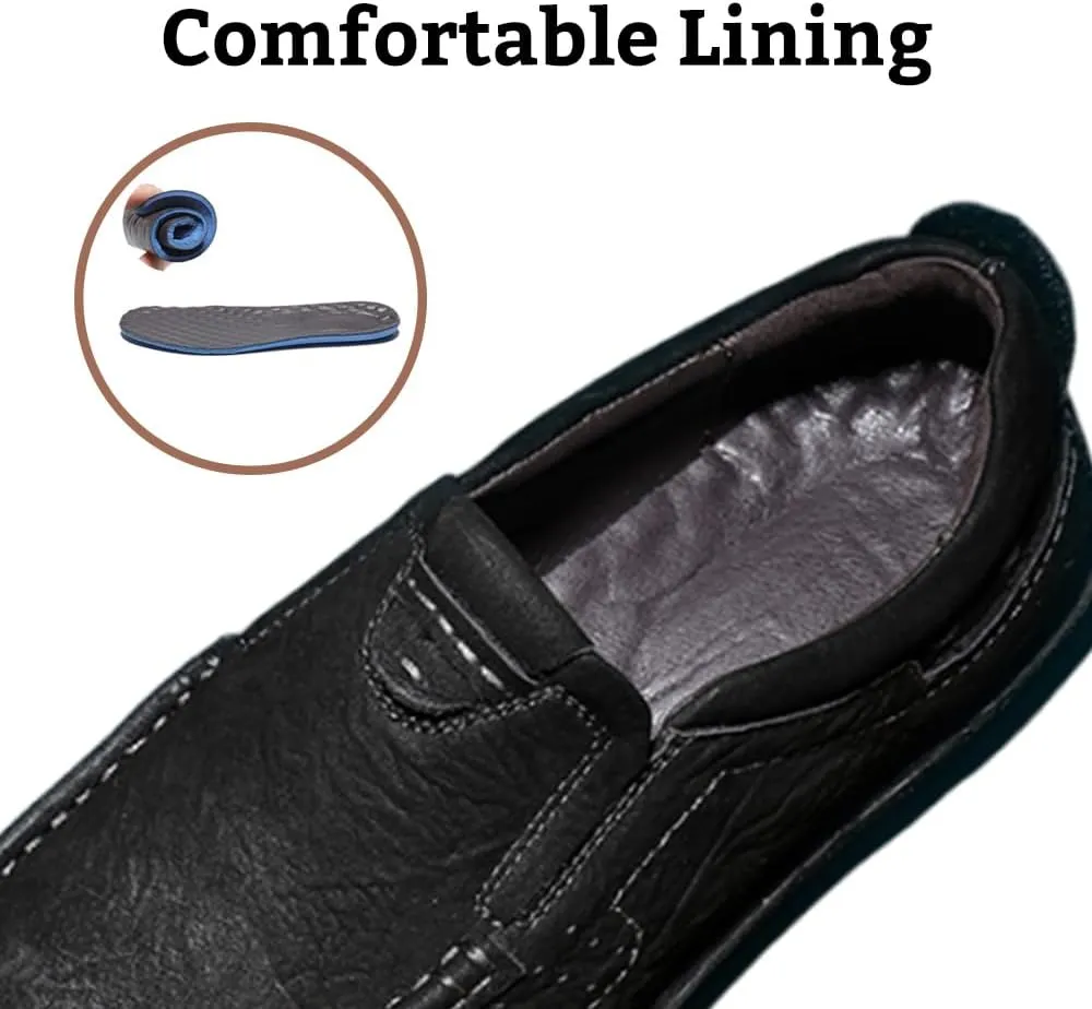 Maylrvjv Men's Casual Slip On Loafers Driving Moccasin Shoes Soft Comfy Walking Daily Leather Shoes