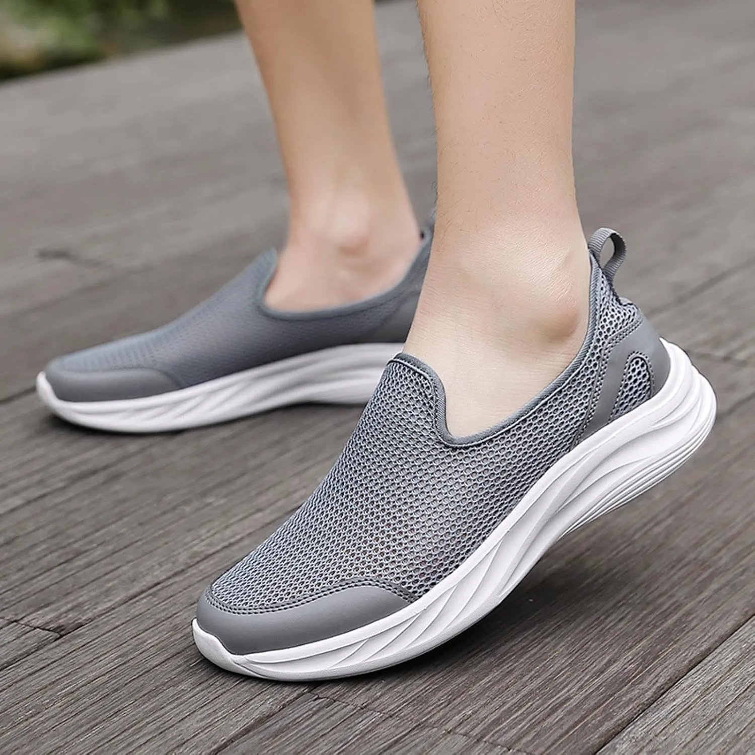 Memory Foam Versatile Shoes for Men Comfortable Breathable Slip On Sneaker Casual Soft Flat Soled Walking Shoes