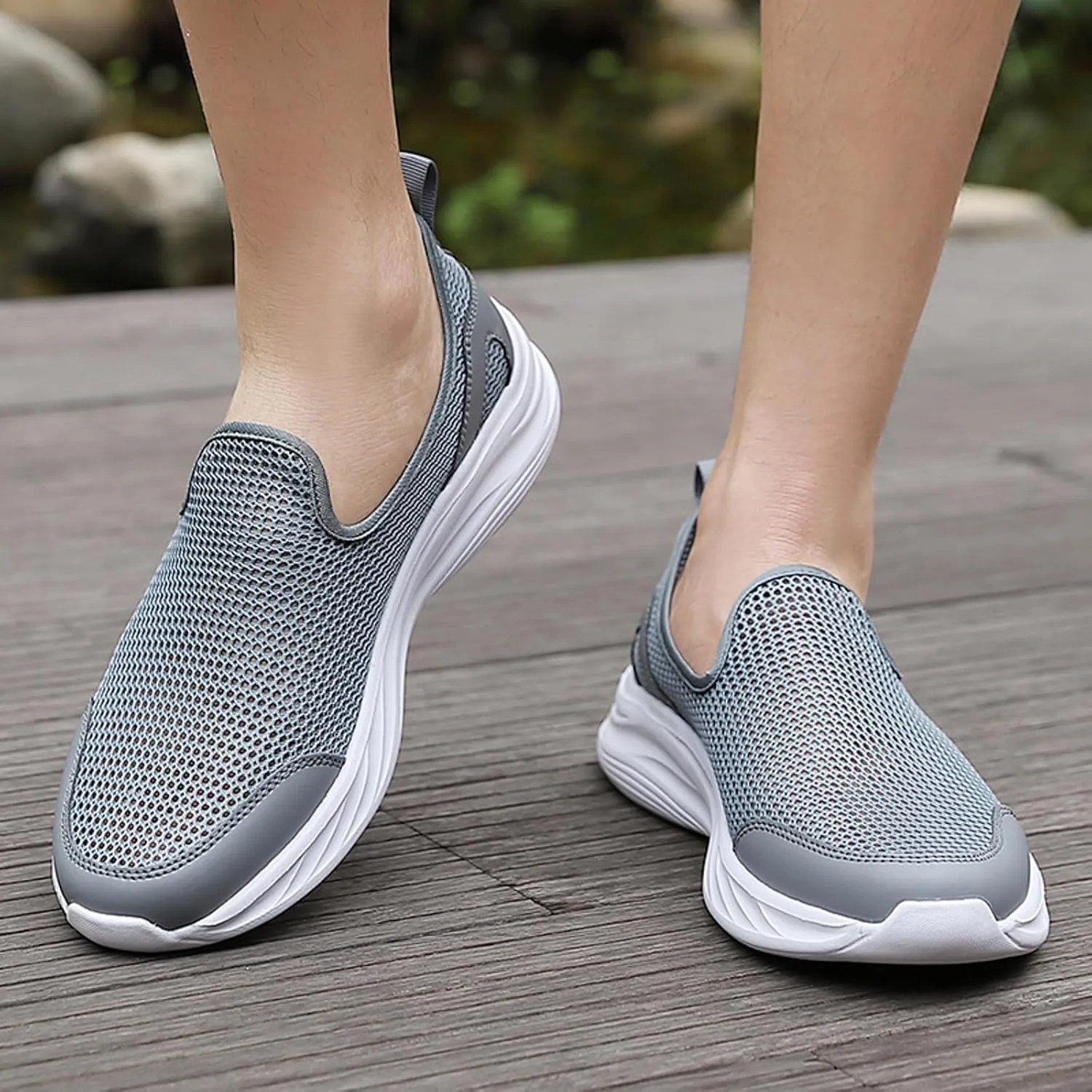 Memory Foam Versatile Shoes for Men Comfortable Breathable Slip On Sneaker Casual Soft Flat Soled Walking Shoes