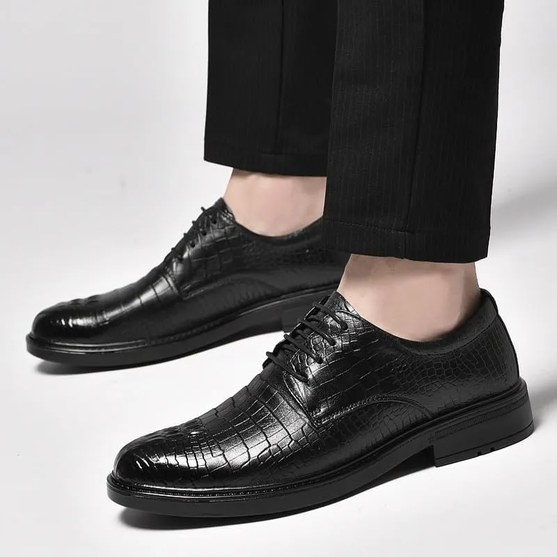 Men Business Casual Derby Shoes Leather Brogue Dress Shoes for Wedding & Business Formal Oxfords Shoes
