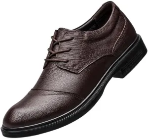 Men Classic Pointed Toe Oxford Shoes – Lace-Up Dress Shoes for Wedding & Business