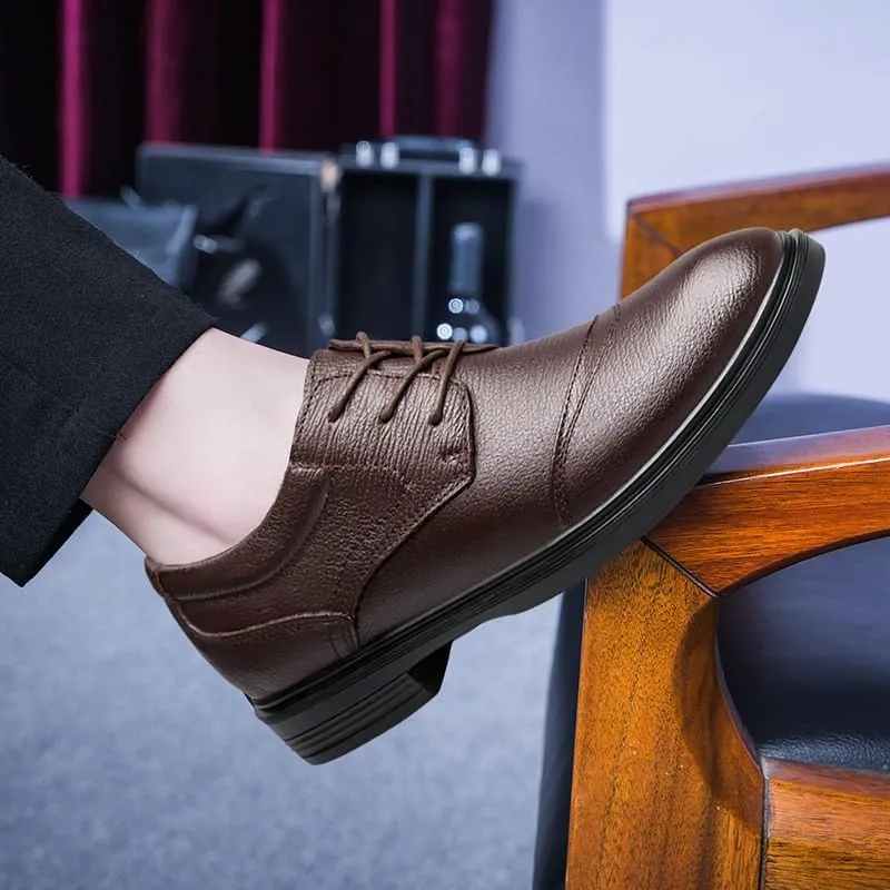 Men Classic Pointed Toe Oxford Shoes – Lace-Up Dress Shoes for Wedding & Business