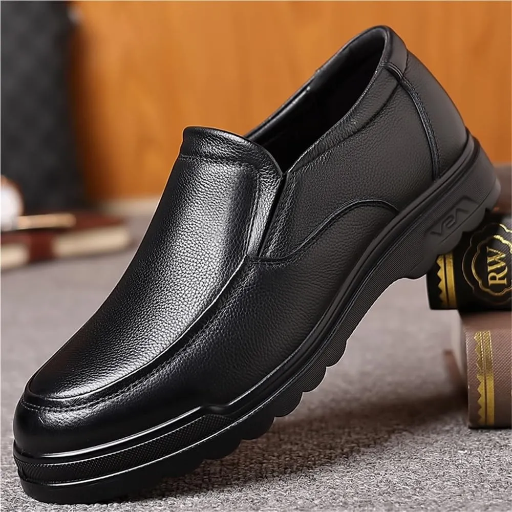 Men Prom Loafers Shoes Vegan Leather Comfor Party Solid Color Round Toe Slip On