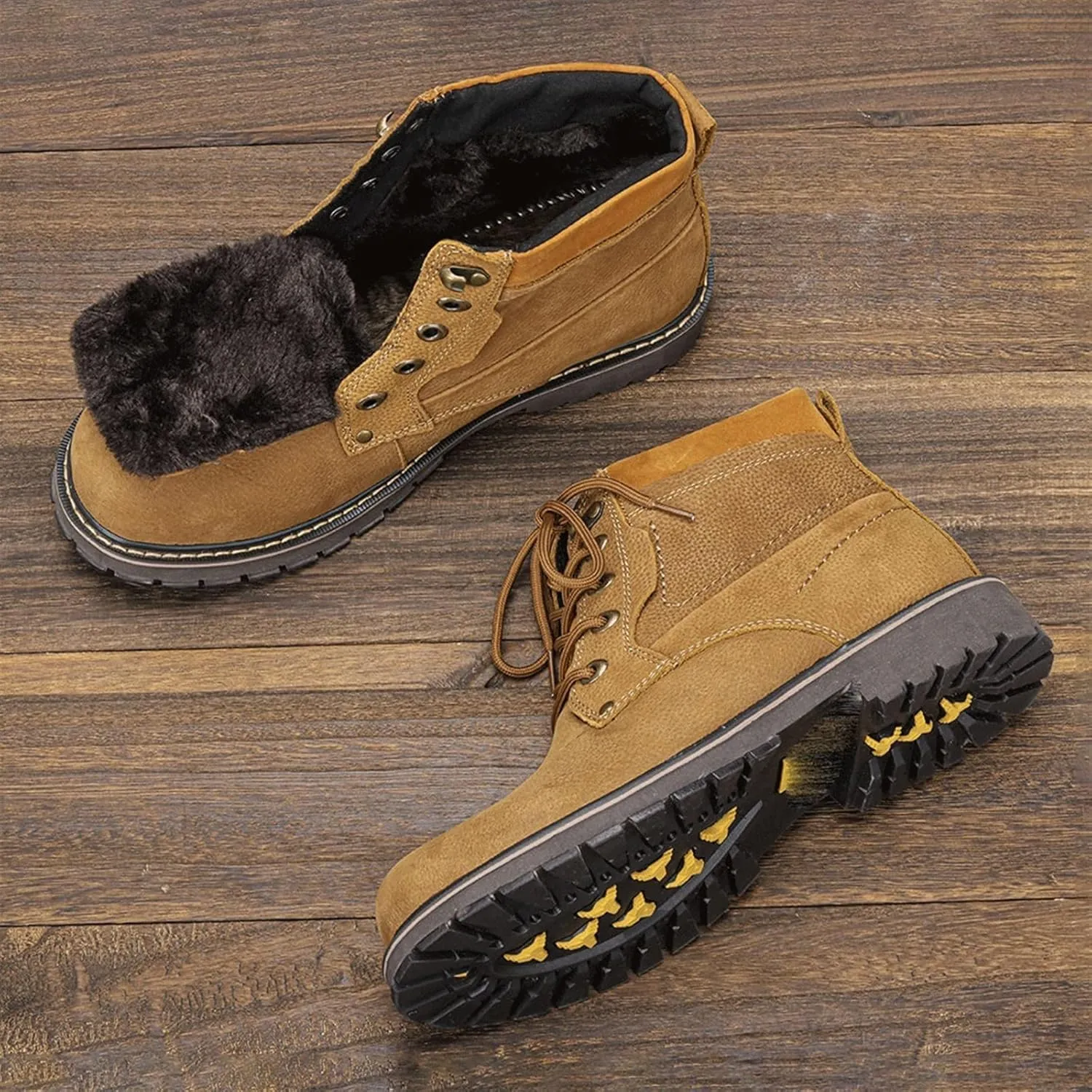 Mens Boots Genuine leather men's winter snow boots Thermal full leather men's winter shoes.