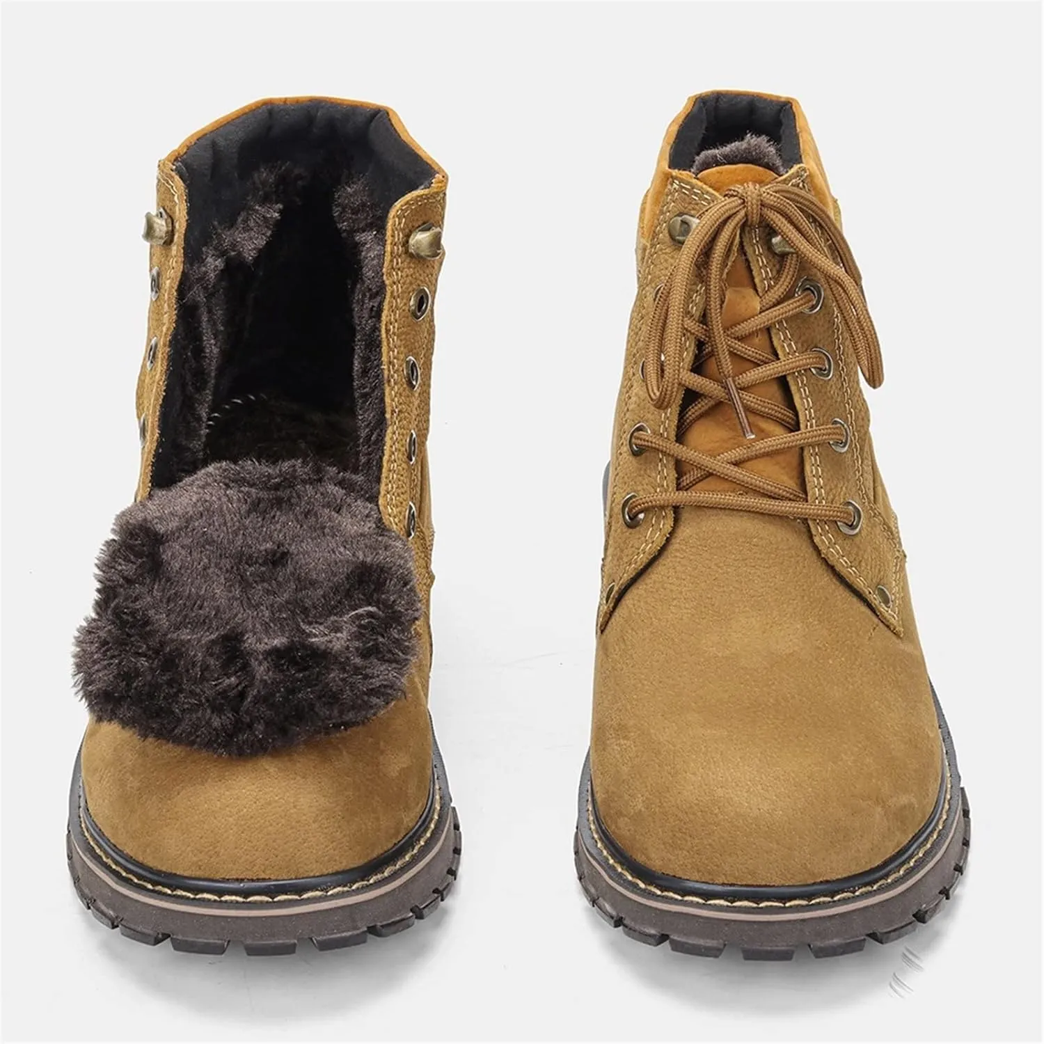 Mens Boots Genuine leather men's winter snow boots Thermal full leather men's winter shoes.
