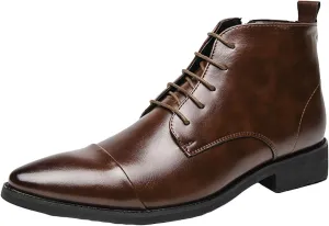 Mens Business Ankle Boots with Zipper Supple Formal Dress Shoes with Arch Support Low Heel Comfort Leather Boots for Men Lined Matte Shoe Durable Cap Toe Leather Footwear for Daily Work