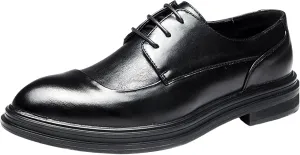 Mens Business Cap Toe Derby Comfortable Street Derby Non Slip Thick Sole Dress Leather Shoes Durable Matte Leather Shoes for Men Dress Boots Elegant Formal Shoe Daily Work Footwear
