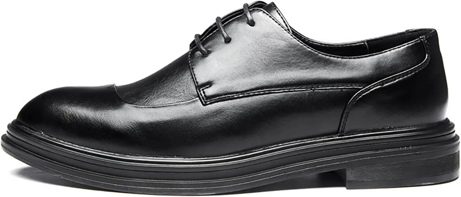 Mens Business Cap Toe Derby Comfortable Street Derby Non Slip Thick Sole Dress Leather Shoes Durable Matte Leather Shoes for Men Dress Boots Elegant Formal Shoe Daily Work Footwear