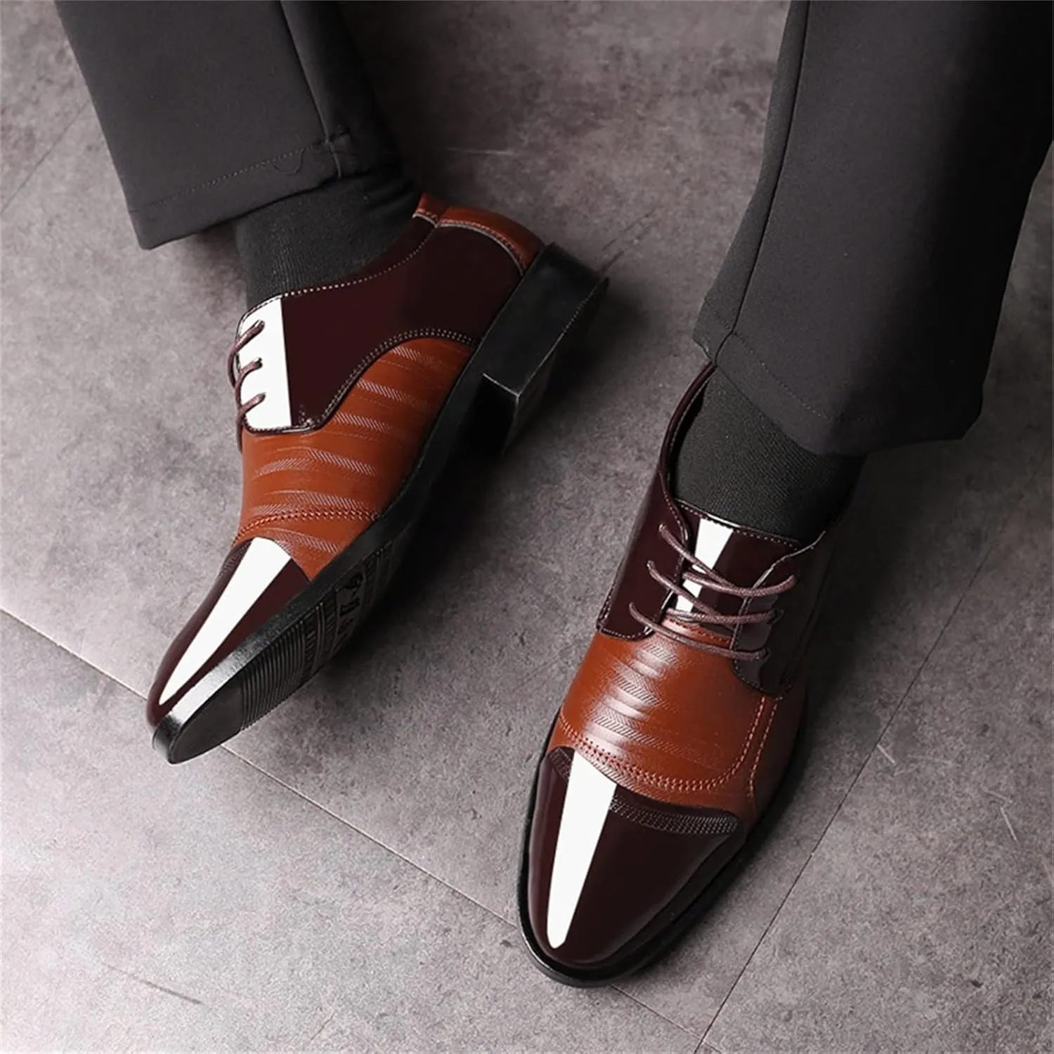 Mens Business Cap Toe DerbyShoes Mens Dress Formal Shoes with Low Heel Comfortable Dating Shoe for Men Arch Support Walking Leather Shoe Lowt Top Lace up Leather Footwear Man