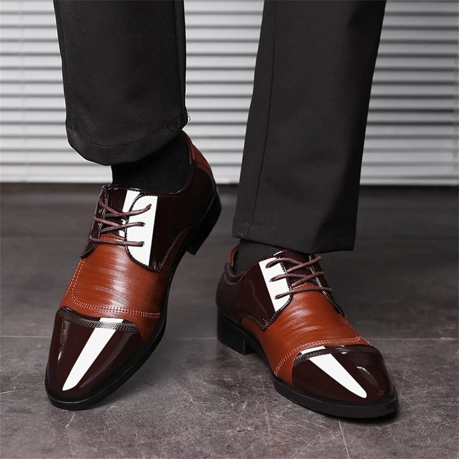 Mens Business Cap Toe DerbyShoes Mens Dress Formal Shoes with Low Heel Comfortable Dating Shoe for Men Arch Support Walking Leather Shoe Lowt Top Lace up Leather Footwear Man