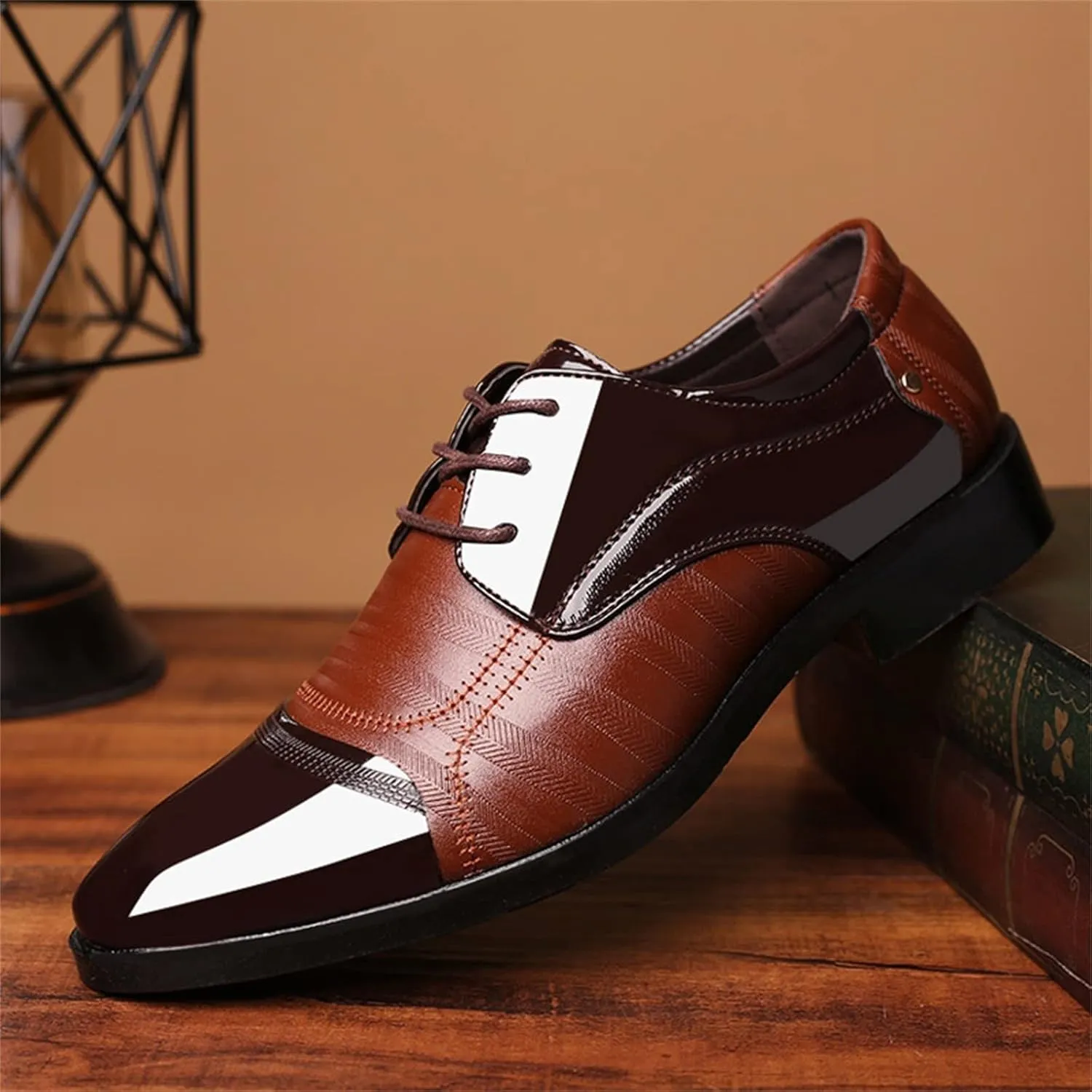 Mens Business Cap Toe DerbyShoes Mens Dress Formal Shoes with Low Heel Comfortable Dating Shoe for Men Arch Support Walking Leather Shoe Lowt Top Lace up Leather Footwear Man