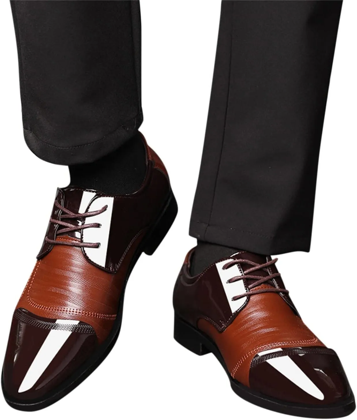 Mens Business Cap Toe DerbyShoes Mens Dress Formal Shoes with Low Heel Comfortable Dating Shoe for Men Arch Support Walking Leather Shoe Lowt Top Lace up Leather Footwear Man