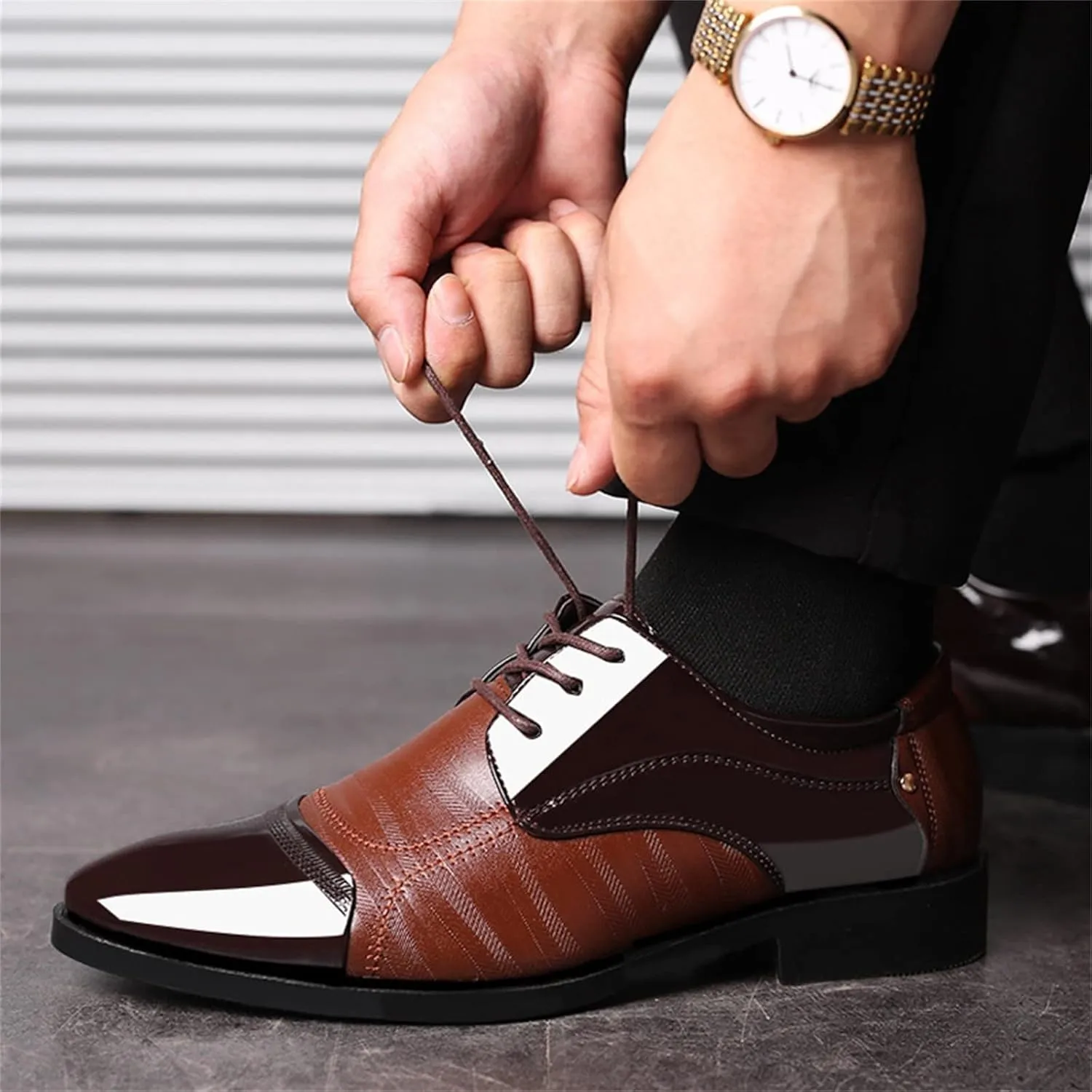 Mens Business Cap Toe DerbyShoes Mens Dress Formal Shoes with Low Heel Comfortable Dating Shoe for Men Arch Support Walking Leather Shoe Lowt Top Lace up Leather Footwear Man