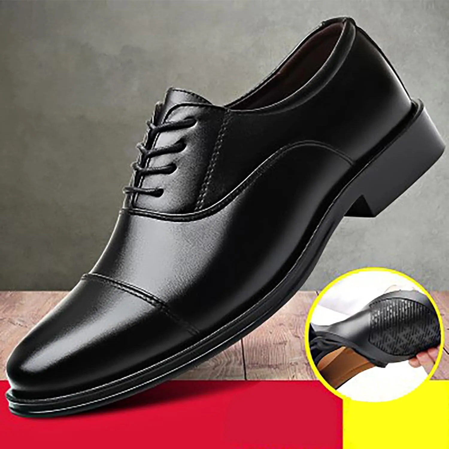 Men's Business Casual Slip On Shoes Men's Leather Shoes Business Attire Men's Youth Round Toe Shoes British Breathable and Versatile Casual Shoes Men's Dress Shoes Wide Width Slip On