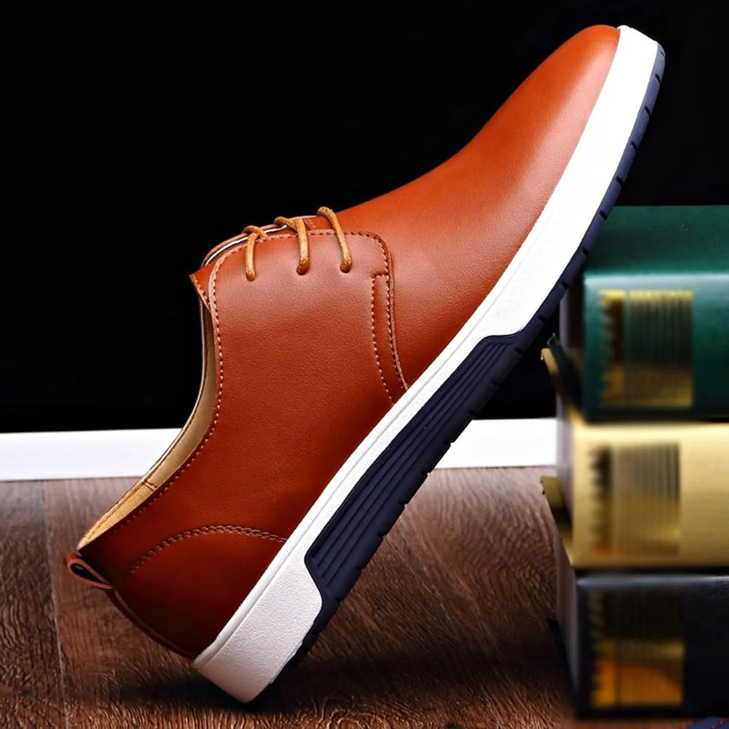 Mens Casual Business Shoes Mens Leather Oxfords Shoe Non Slip Flat Walking Sneakers Classic Matte Leather Shoes Lightweight Dress Shoe Men Lace Up Comfortable Sneakers Men Modern Derby