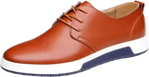Mens Casual Business Shoes Mens Leather Oxfords Shoe Non Slip Flat Walking Sneakers Classic Matte Leather Shoes Lightweight Dress Shoe Men Lace Up Comfortable Sneakers Men Modern Derby