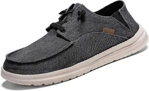 Men's Casual Canvas Walking Slip Ons Shoes Platform Breathable Plantar Fasciitis Loafers with Arch Support Lightweight Orthopedic Tennis Sneakers