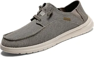 Men's Casual Canvas Walking Slip Ons Shoes Platform Breathable Plantar Fasciitis Loafers with Arch Support Lightweight Orthopedic Tennis Sneakers