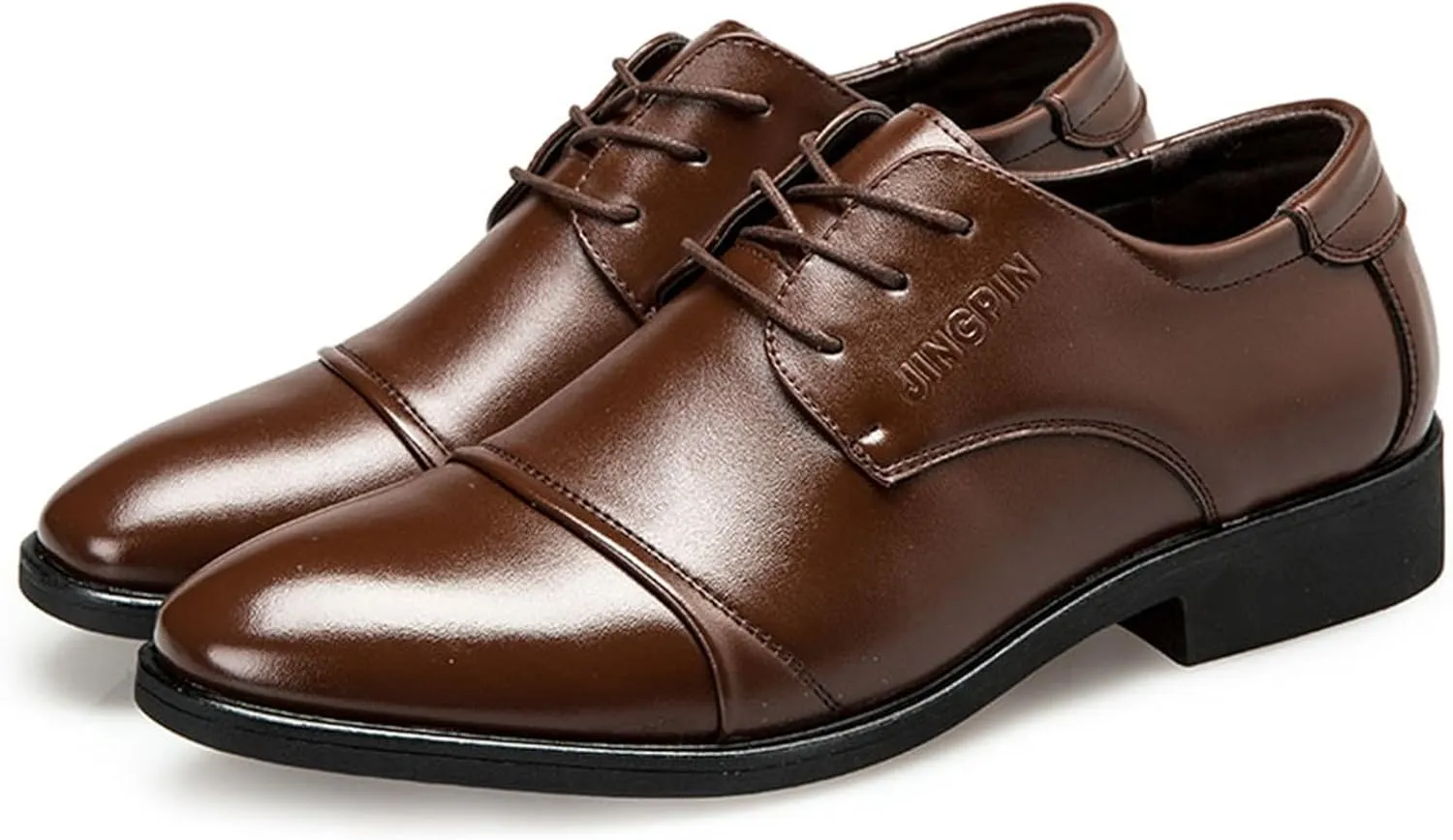 Mens Casual Cap Toe Leather Shoes Comfortable Business Formal Shoes for Men Low Heel Matte Leather Shoe Casual Office Dress Shoe Durable Daily Work Footwear Elegant Dating Boots Man