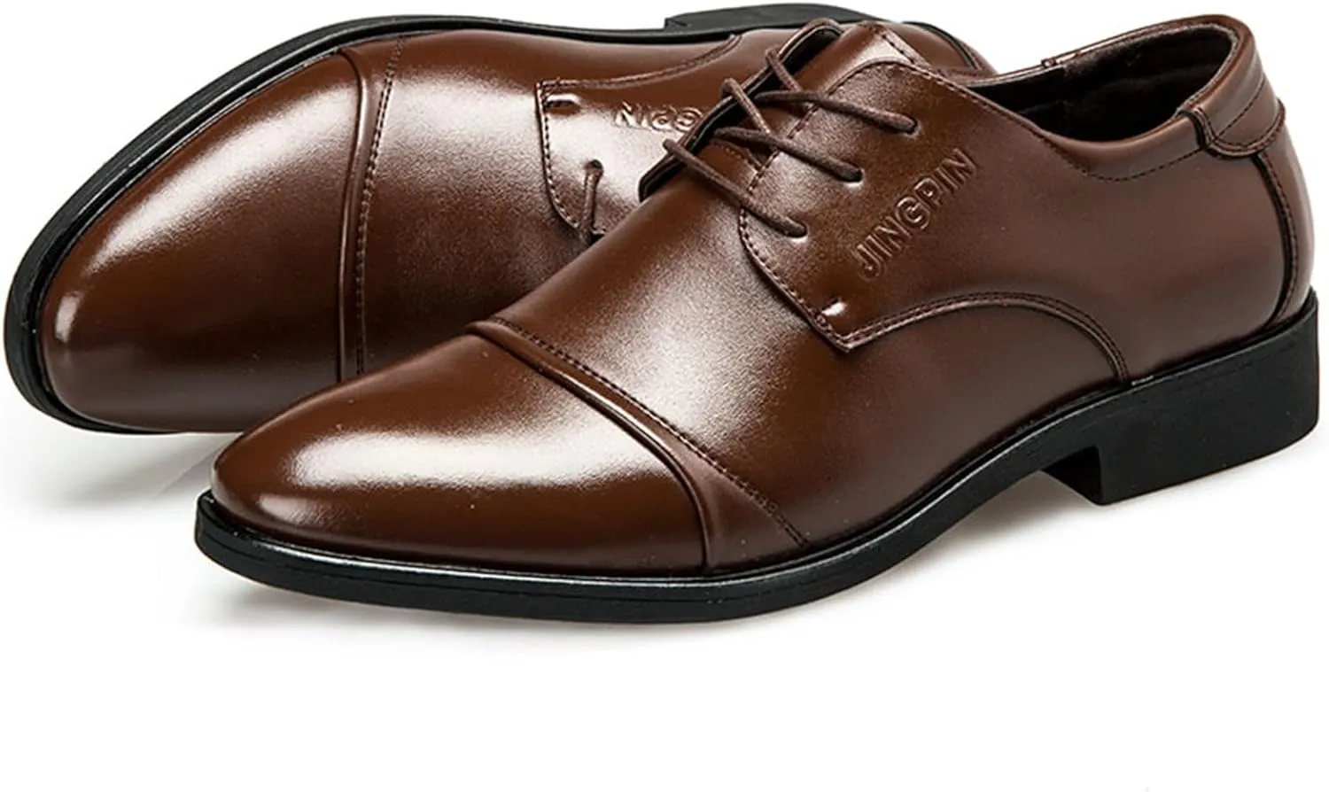 Mens Casual Cap Toe Leather Shoes Comfortable Business Formal Shoes for Men Low Heel Matte Leather Shoe Casual Office Dress Shoe Durable Daily Work Footwear Elegant Dating Boots Man