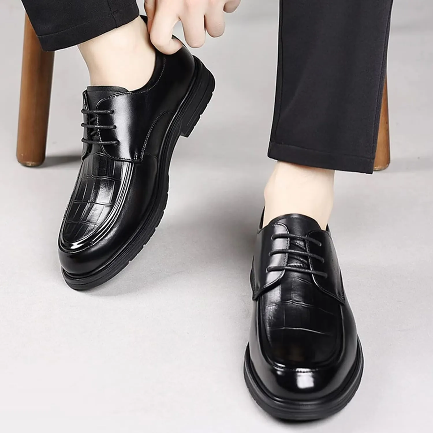 Men's Casual Dress Shoes Breathable Business Formal Derby Shoe Comfortable Leather Walking Shoes Oxfords Shoes