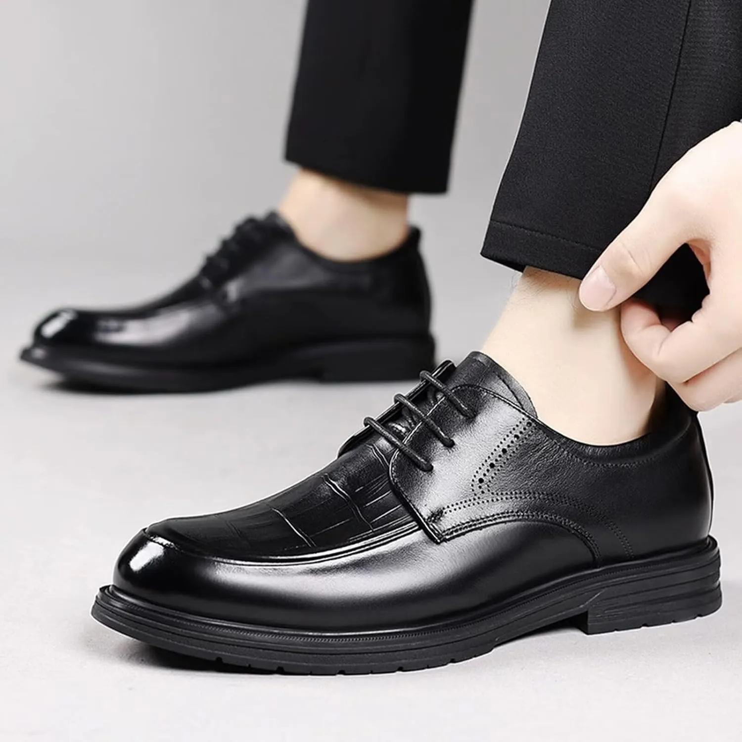 Men's Casual Dress Shoes Breathable Business Formal Derby Shoe Comfortable Leather Walking Shoes Oxfords Shoes