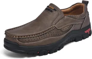 Men's Casual Leather Loafers Slip-On Moccasins Comfort Non-Slip Walking Shoes Breathable Soft Sole Office Driving Shoes