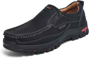 Men's Casual Leather Loafers Slip-On Moccasins Comfort Non-Slip Walking Shoes Breathable Soft Sole Office Driving Shoes