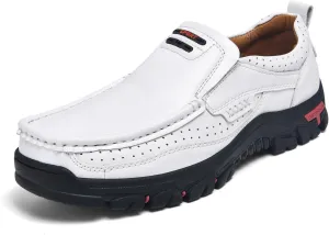 Men's Casual Leather Loafers Slip-On Moccasins Comfort Non-Slip Walking Shoes Breathable Soft Sole Office Driving Shoes