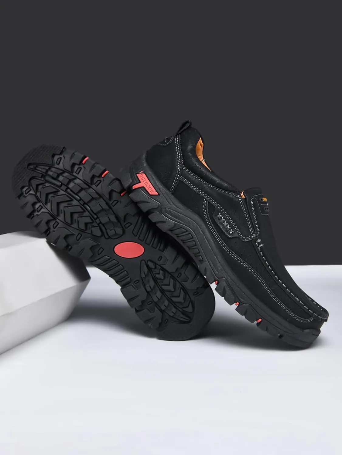 Men's Casual Leather Loafers Slip-On Moccasins Comfort Non-Slip Walking Shoes Breathable Soft Sole Office Driving Shoes