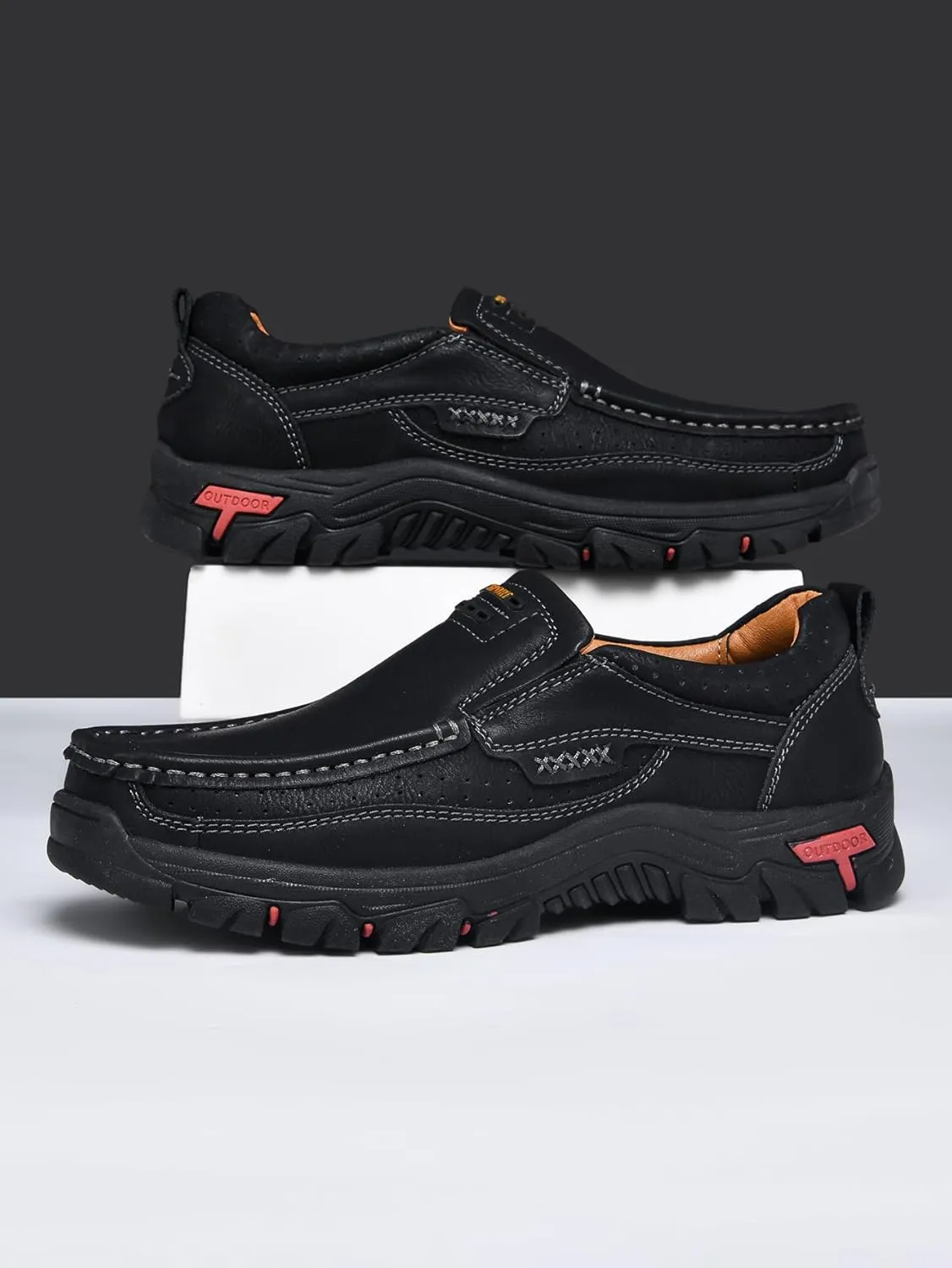 Men's Casual Leather Loafers Slip-On Moccasins Comfort Non-Slip Walking Shoes Breathable Soft Sole Office Driving Shoes