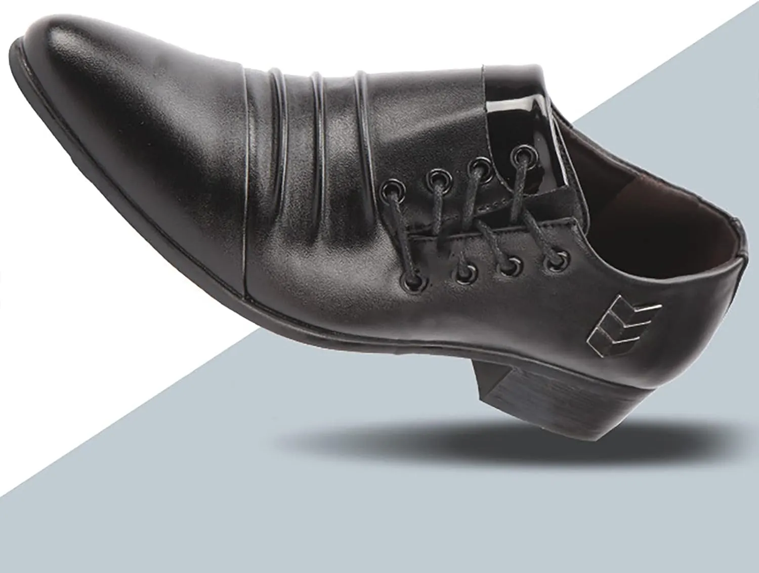 Mens Casual Oxfords Side Lace up Oxfords Shoes Durable Leather Shoes for Men with Low Heel Supple Business Formal Shoe Waterproof Leather Boots for Men Daily Work Footwear Man
