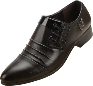Mens Casual Oxfords Side Lace up Oxfords Shoes Durable Leather Shoes for Men with Low Heel Supple Business Formal Shoe Waterproof Leather Boots for Men Daily Work Footwear Man