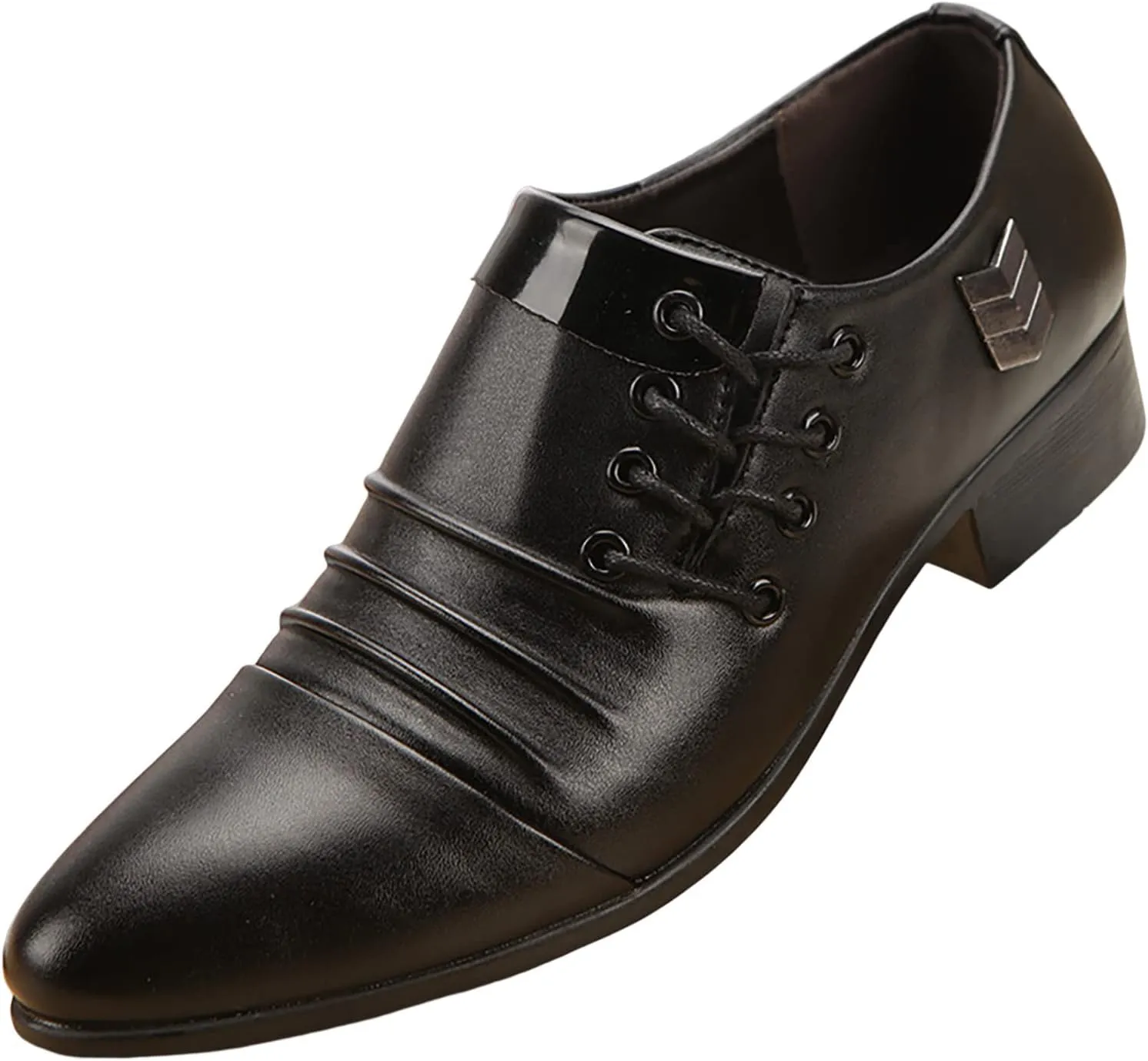 Mens Casual Oxfords Side Lace up Oxfords Shoes Durable Leather Shoes for Men with Low Heel Supple Business Formal Shoe Waterproof Leather Boots for Men Daily Work Footwear Man