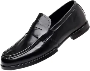 Men's Casual Slip On Leather Loafers Casual Lightweight Soft Non Slip Walking Shoes for Driving Daily Work Office
