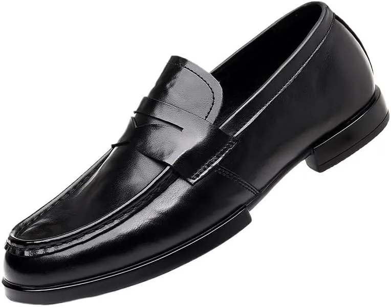 Men's Casual Slip On Leather Loafers Casual Lightweight Soft Non Slip Walking Shoes for Driving Daily Work Office