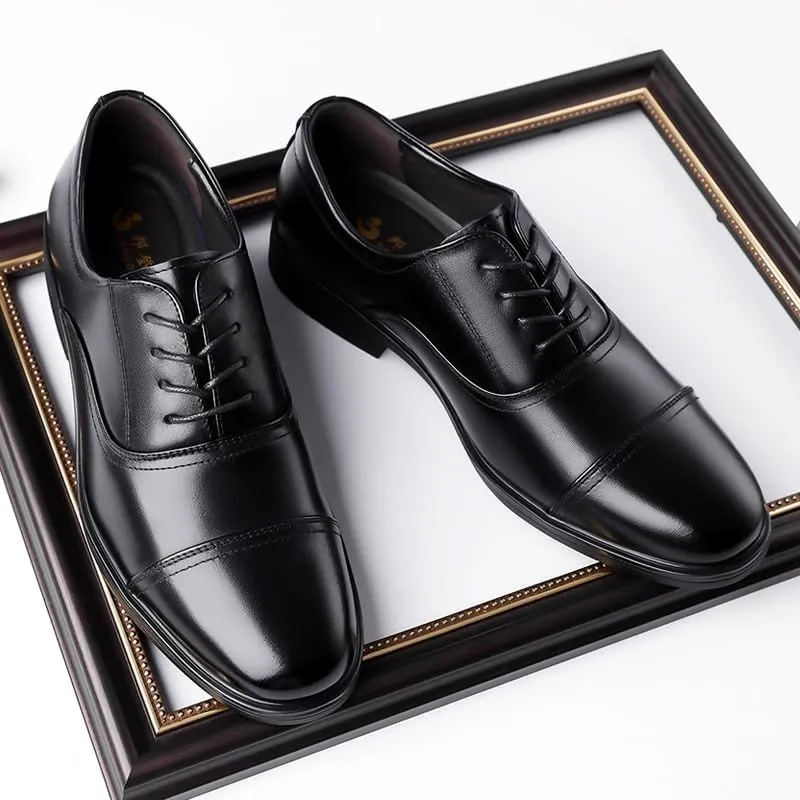 Men's Classic Lace Up Low Top Leather Dress Shoes Men Comfort Hand Stitched Business Formal Derby Shoes