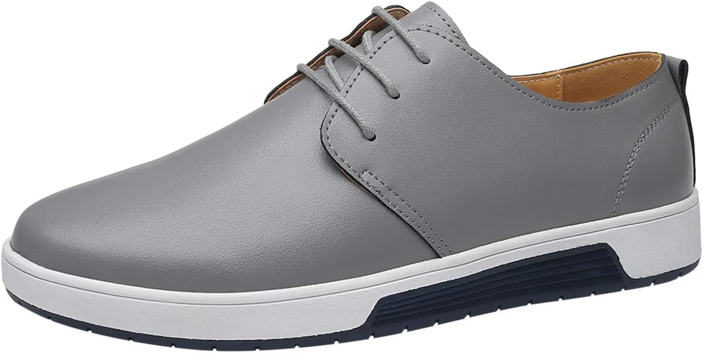 Mens Classic Oxfords Sneakers Non Slip Flat Walking Shoes Men Business Formal Dress Shoe Supple Office Leather Shoe Men Lace Up Oxfords Comfortable Plain Toe Derby Man Daily Work Wear