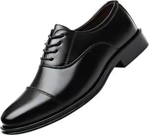 Men's Comfortable Cap Toe Oxfords Casual Business Matte Oxfords Shoes for Men Durable Leather Boots with Low Heel Arch Support Leather Shoes Daily Dress Shoe Non Slip Work Footwear