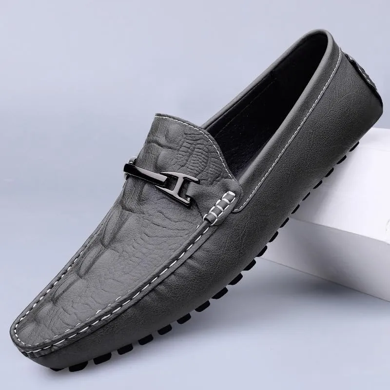 Men's Crocodile Printed Slip-on Penny Loafers Classic Horsebit Tuxedo Wedding Shoes for Summer Outdoor Driving & Walking