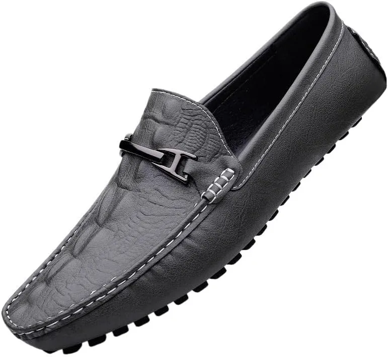 Men's Crocodile Printed Slip-on Penny Loafers Classic Horsebit Tuxedo Wedding Shoes for Summer Outdoor Driving & Walking