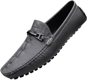 Men's Crocodile Printed Slip-on Penny Loafers Classic Horsebit Tuxedo Wedding Shoes for Summer Outdoor Driving & Walking