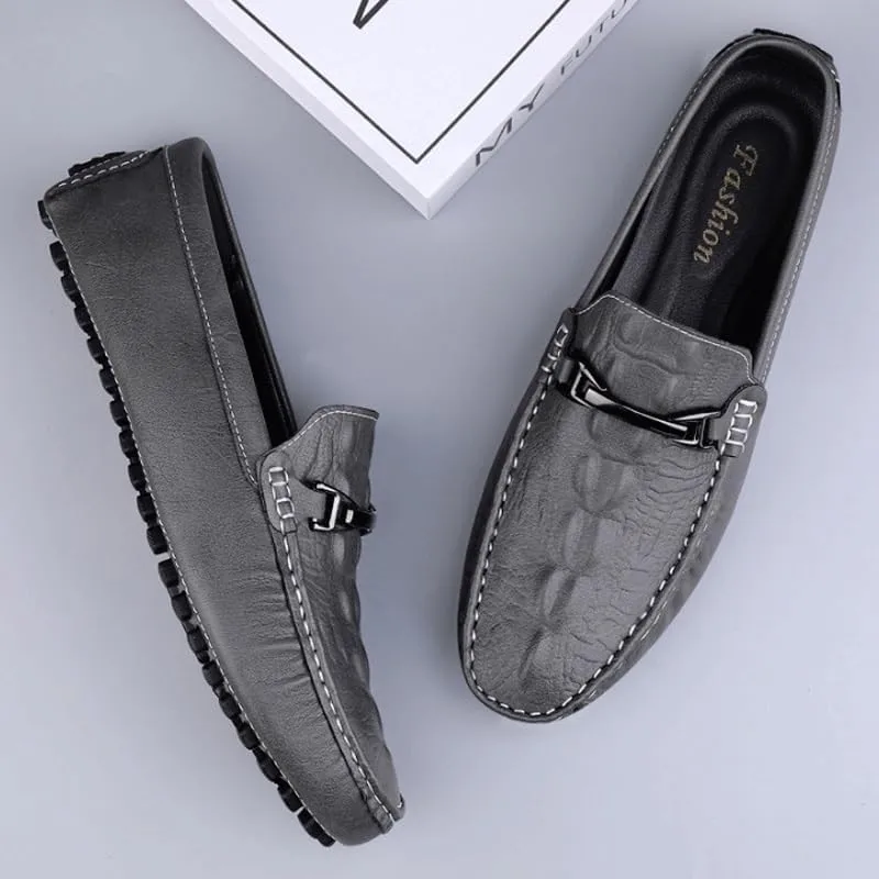 Men's Crocodile Printed Slip-on Penny Loafers Classic Horsebit Tuxedo Wedding Shoes for Summer Outdoor Driving & Walking